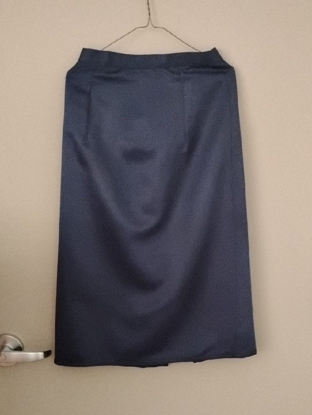 Classic Navy Pencil Midi Skirt - Handmade
